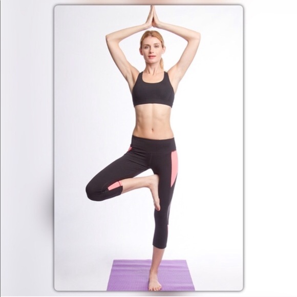 Black and Neon Pink Criss Cross Back Sports Bra - Picture 2 of 5